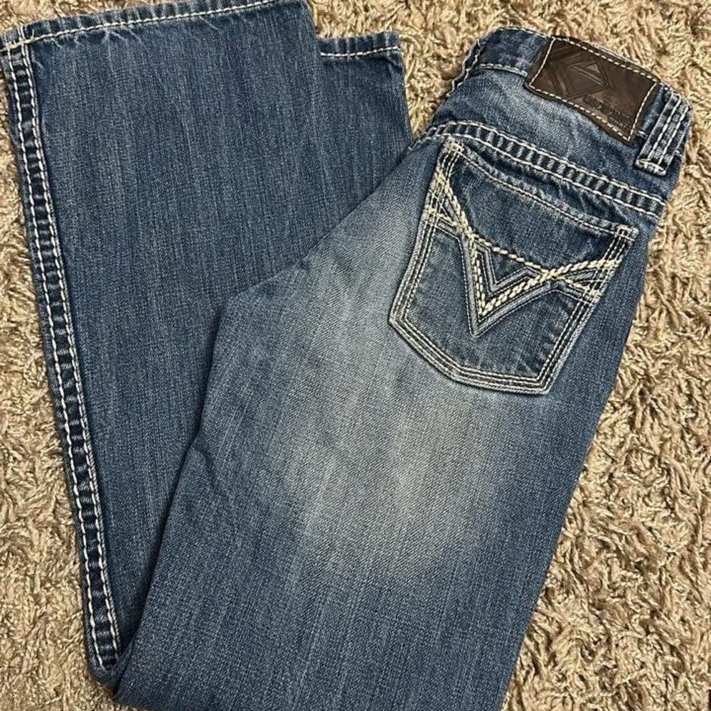 Blue Denim Jeans with Contrast Stitching